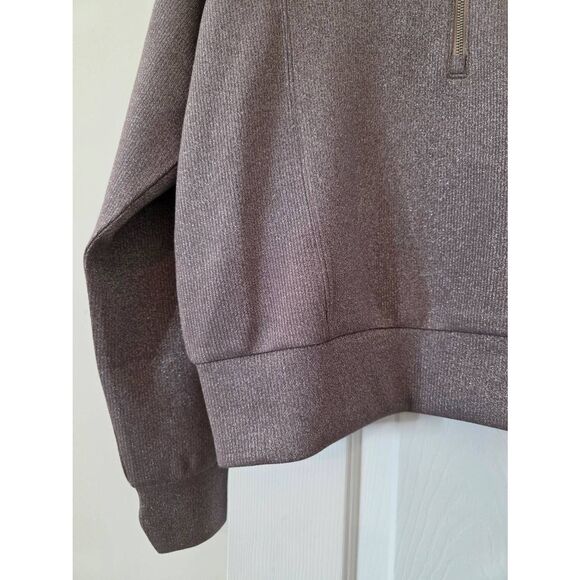 Spanx AirEssentials Shine Half Zip, Smoke Silver Shimmer Top XS $138 NWT - Picture 3 of 9